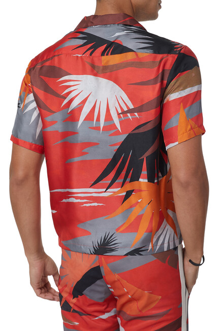 Palm Tree-Print Silk Shirt